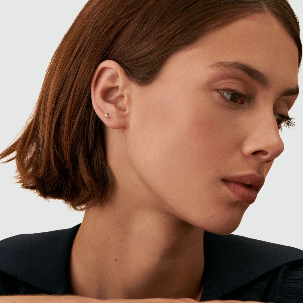 Puce &agrave; l'unit&eacute; EAR4LUNITA - Cristal / Argent&eacute; - Boucles d'oreilles  | Agatha