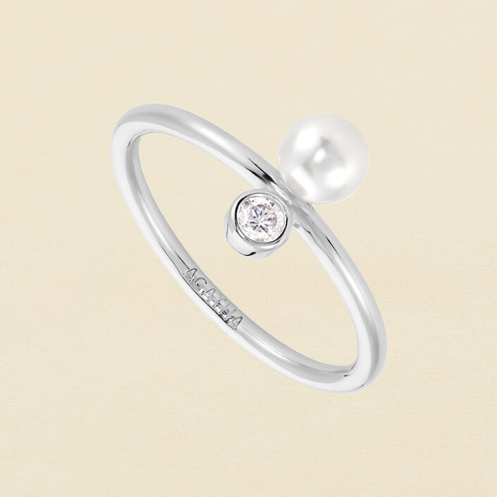 Bague fine PEARLS - Perle / Argenté - Bagues  | Agatha