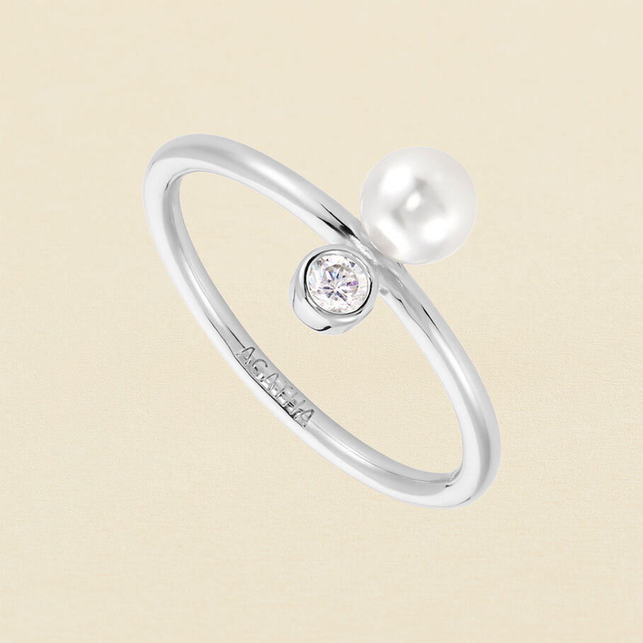 Bague fine PEARLS - Perle / Argenté - Bagues  | Agatha