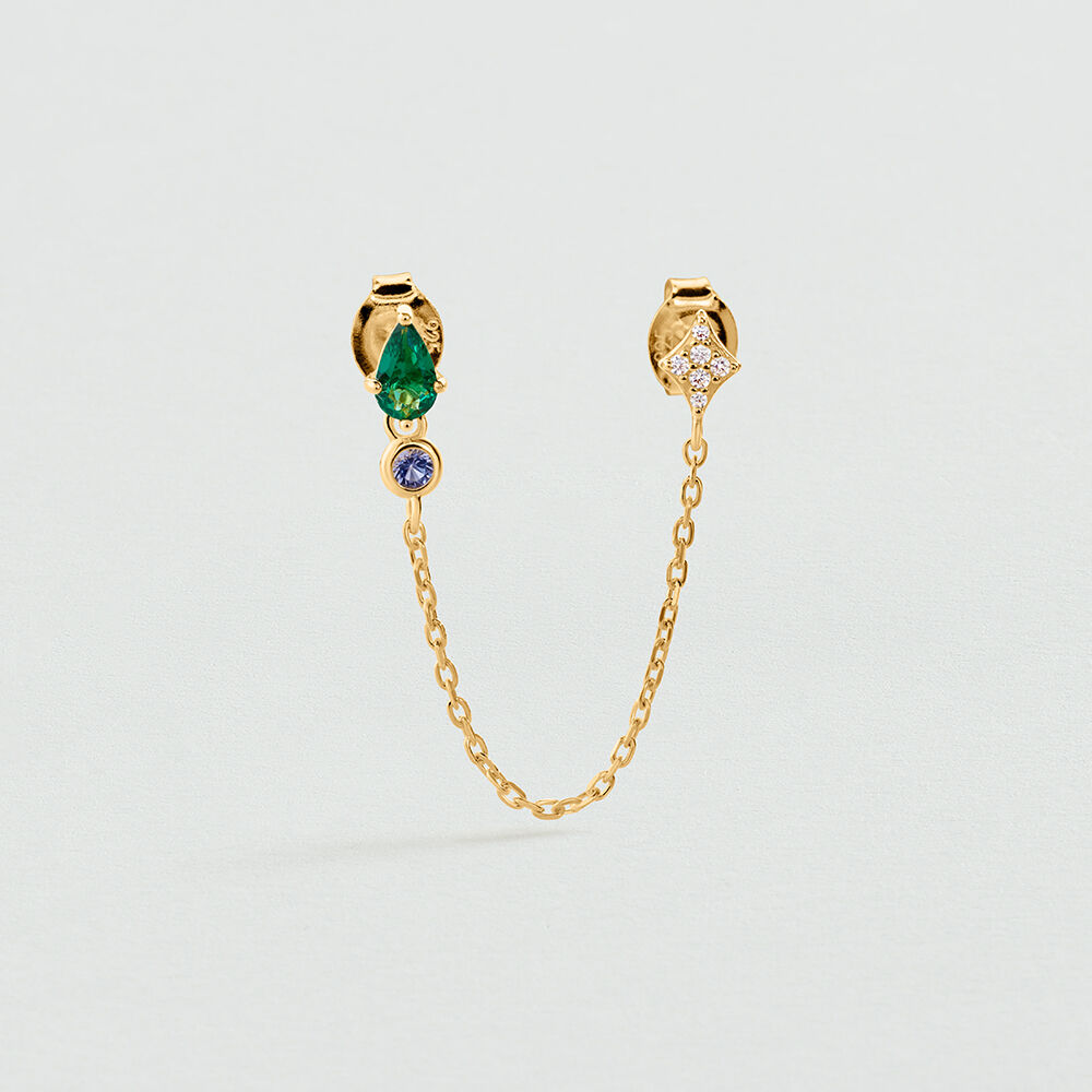 Puce &agrave; l'unit&eacute; MIX & MATCH - Vert / Dor&eacute; - Boucles d'oreilles puces  | Agatha