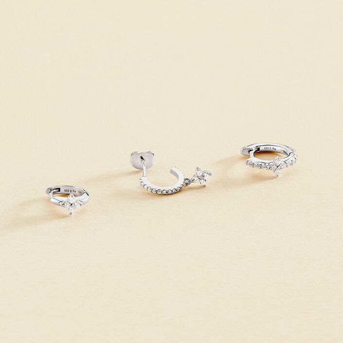 Piercing créole MIX& MATCH - Cristal / Argenté - Piercings  | Agatha