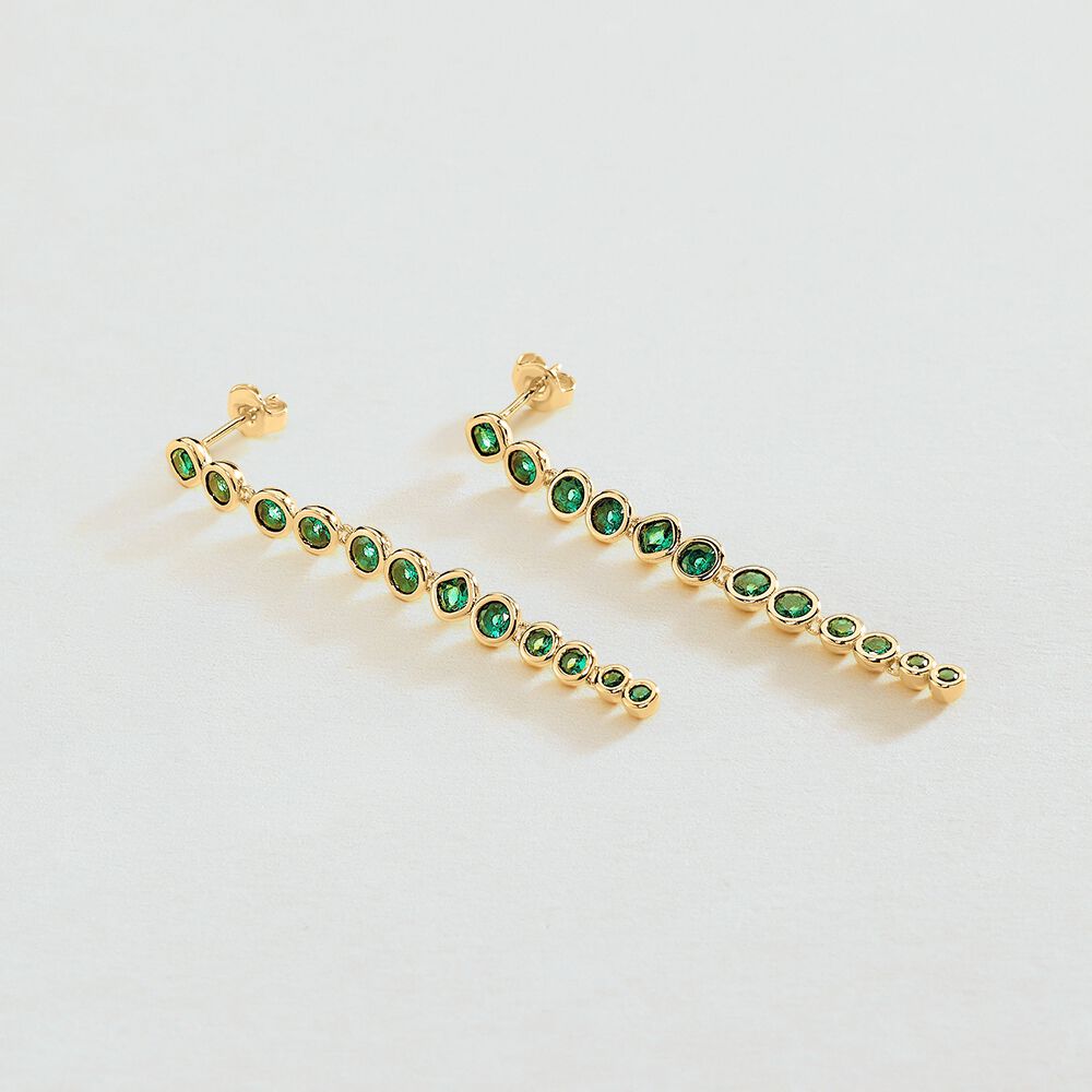 Boucles d'oreilles pendantes ADAMAS - Vert / Doré - Boucles d'oreilles fantaisies  | Agatha