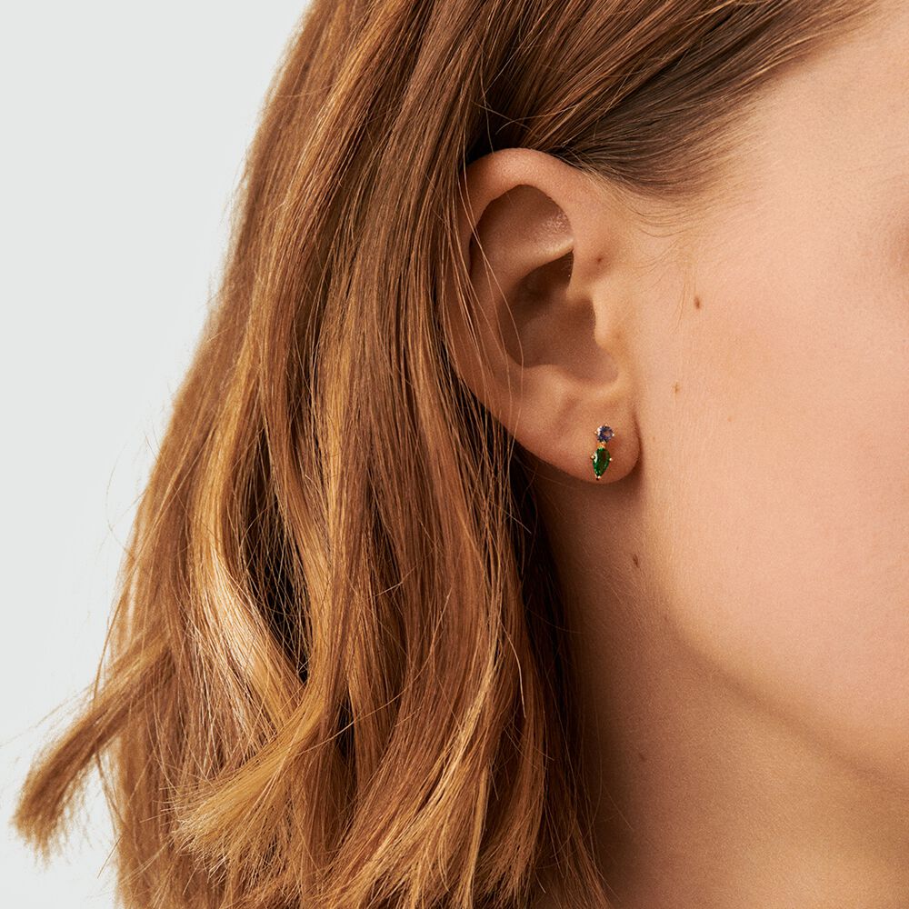 Boucles d'oreilles puces ASTRE - Vert / Doré - Boucles d'oreilles puces  | Agatha