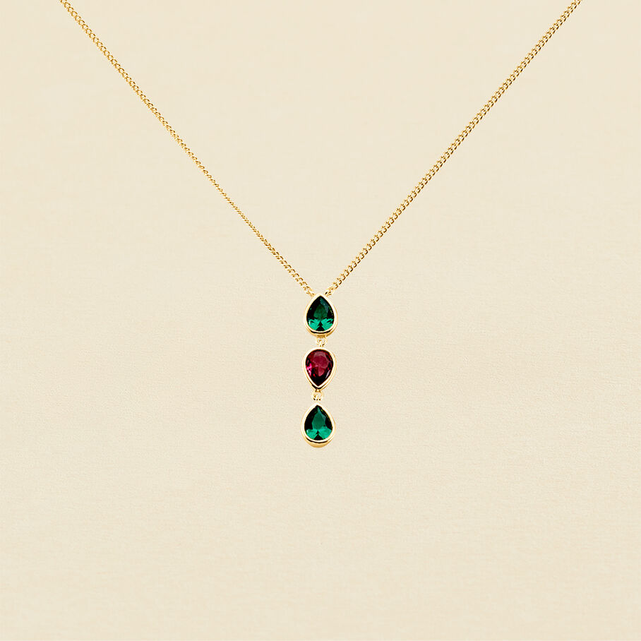 Collier ras du cou NEITH - Vert / Rose