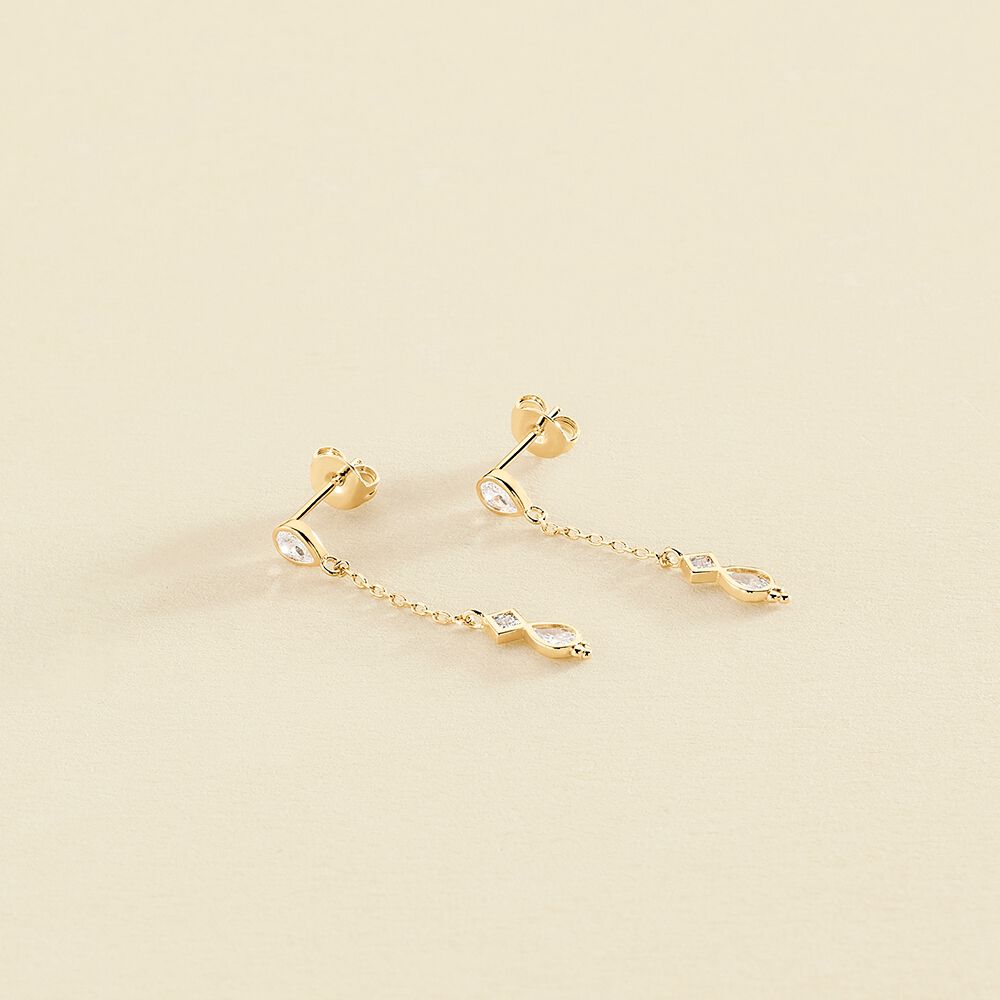 Boucles d'oreilles pendantes ARISTA - Cristal / Doré - Boucles d'oreilles  | Agatha