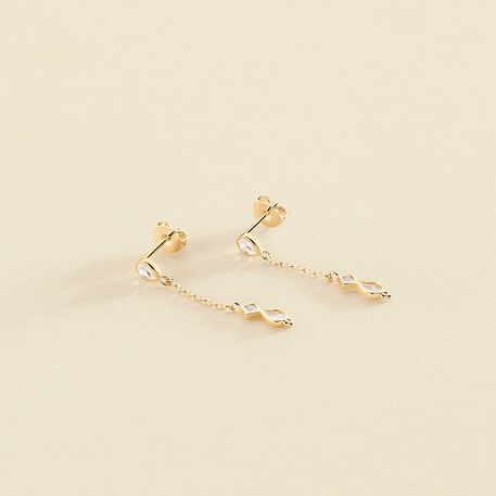 Boucles d'oreilles pendantes ARISTA - Cristal / Doré - Boucles d'oreilles  | Agatha