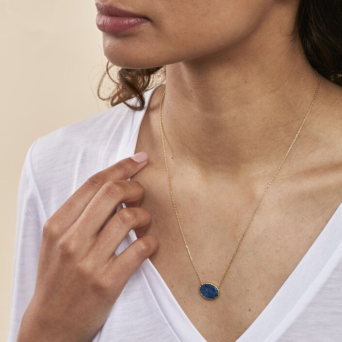 Collier mi-long ATMA - Lapis/ bleu - Colliers  | Agatha