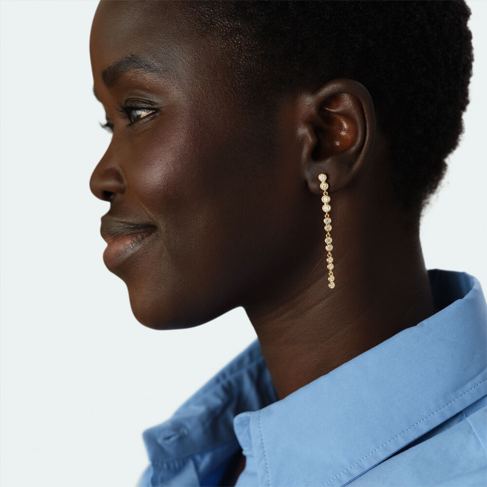 Boucles d'oreilles pendantes OD&Eacute;ON - Cristal / Dor&eacute; - Boucles d'oreilles pendantes  | Agatha