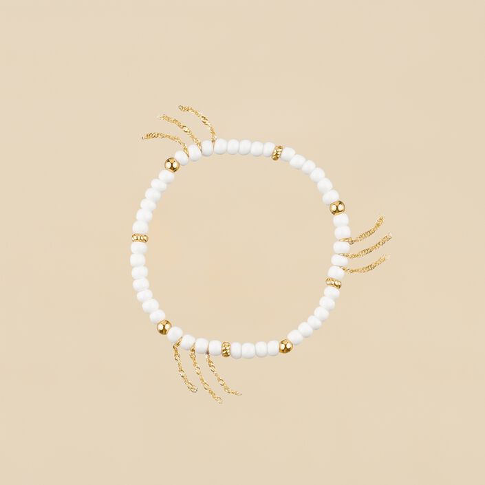 Bracelet souple RODEO - Blanc / Doré - Bracelets  | Agatha