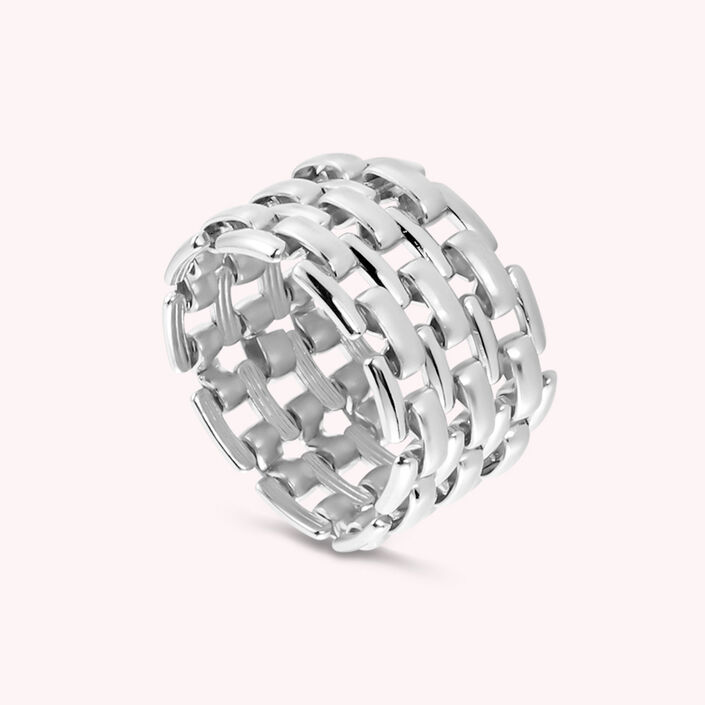 Bague large MINUIT - Argenté - Bagues  | Agatha