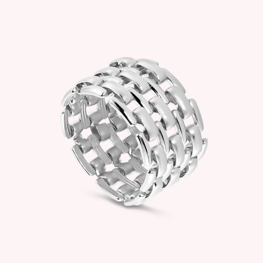 Bague large MINUIT - Argenté - Bagues  | Agatha