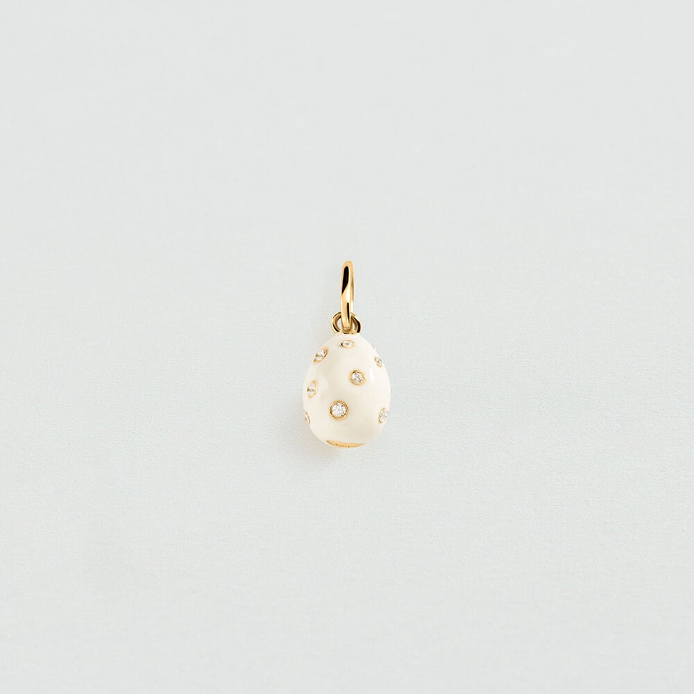 Pendentif OEUF PAVE - Cristal / Blanc