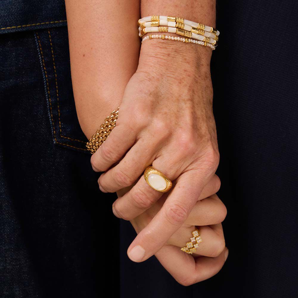 Bague large PETRA Nacre Dore