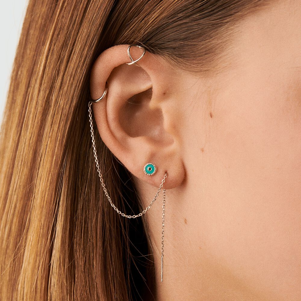 Piercing puce MIX& MATCH - Bleu / Argent&eacute; - Argent v&eacute;ritable  | Agatha
