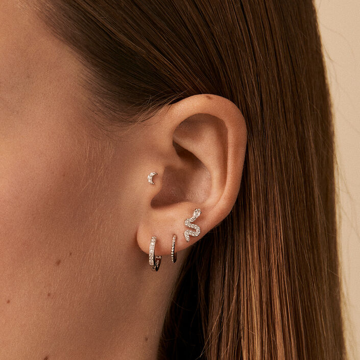 Piercing créole CRIODIAM - Cristal / Argenté - Piercings  | Agatha
