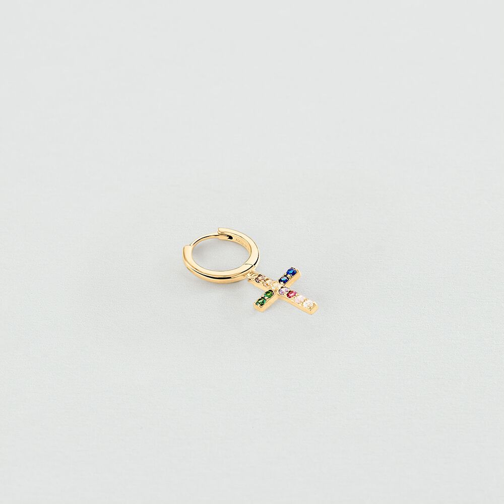 Piercing créole CROSS - Multicolore / Doré - Piercings  | Agatha