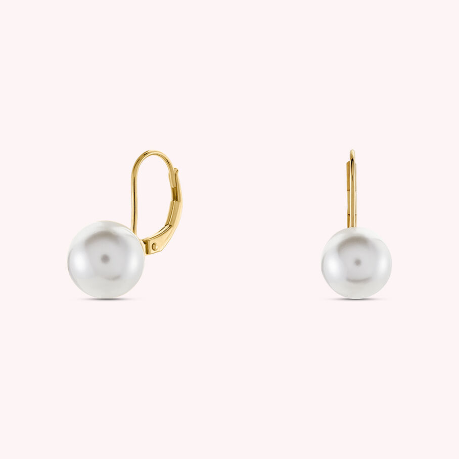 Boucles d'oreilles pendantes PEARLY - Perle / Doré - Boucles d'oreilles  | Agatha