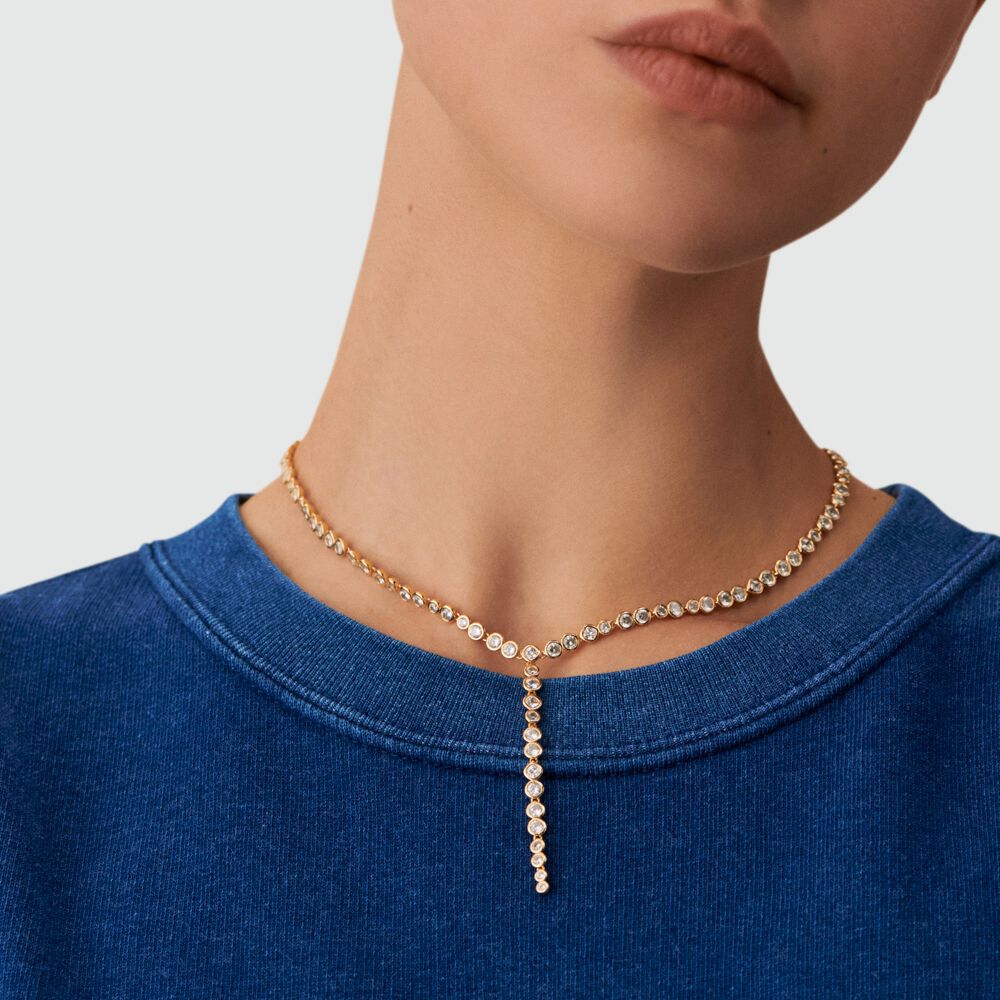 Collier mi-long ADAMAS - Cristal / Dor&eacute; - Colliers fantaisie  | Agatha