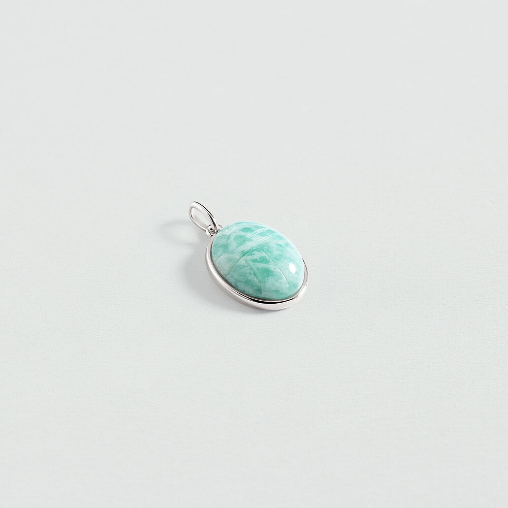 Pendentif SCARABÉ AMAZONITE - Turquoise / Argenté - Tous les Talismans  | Agatha