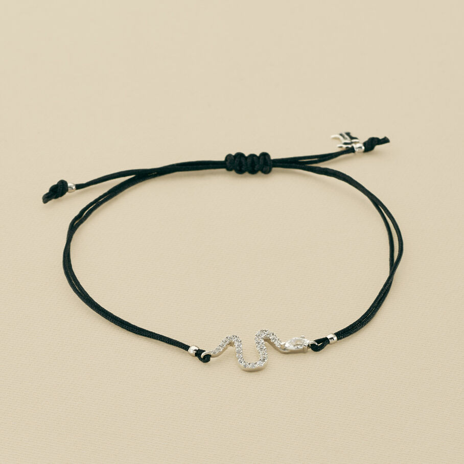 Bracelet cordon SNAKY - Cristal / Noir
