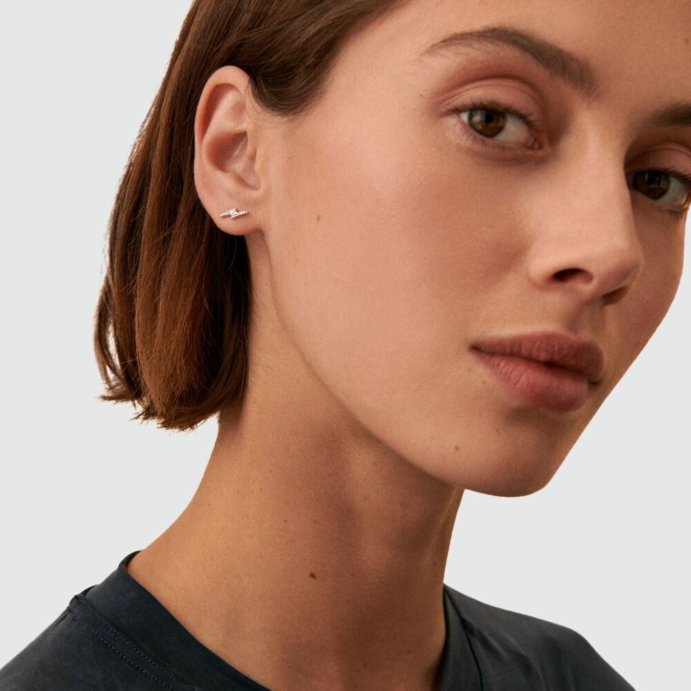 Piercing puce ECLAIR - Cristal / Argent&eacute; - Argent v&eacute;ritable  | Agatha