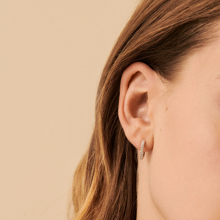 Créoles AUSTRAL - Cristal / Argenté - Boucles d'oreilles  | Agatha