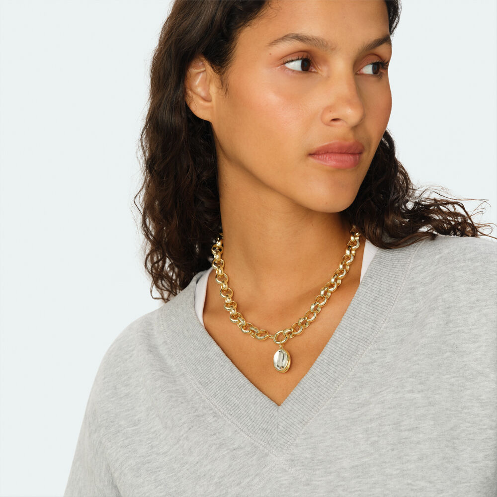 Pendentif MEDAILLON PERLE - Cristal / Dor&eacute; - Bijoux  | Agatha