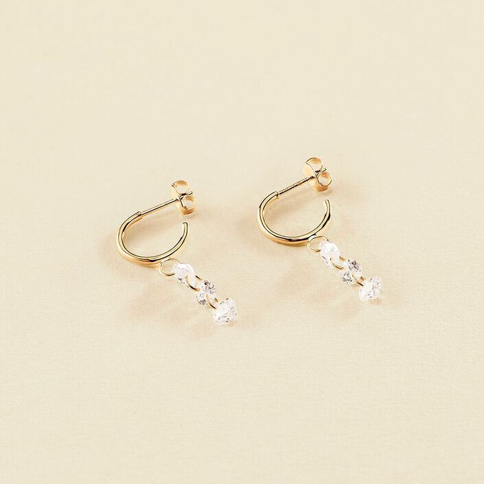 Créoles PETILLE - Cristal / Doré - Boucles d'oreilles  | Agatha