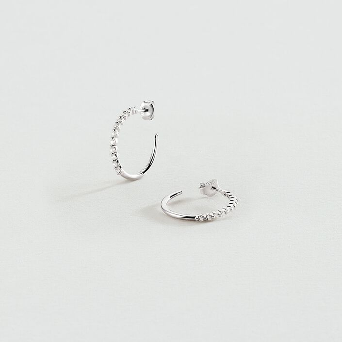 Créoles BELOVED - Cristal / Argenté - Boucles d'oreilles  | Agatha