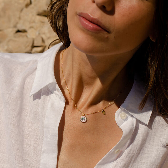 Collier ras du cou CYCLADES - Rose pâle/ doré - Colliers  | Agatha