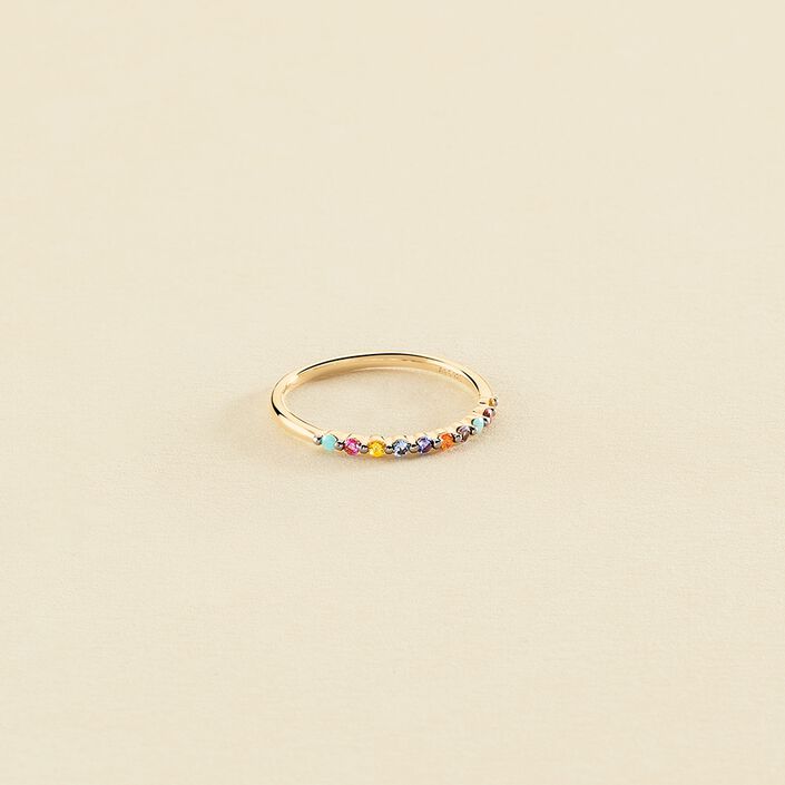 Bague fine BELOVED - Multicolore / Doré - Bagues  | Agatha
