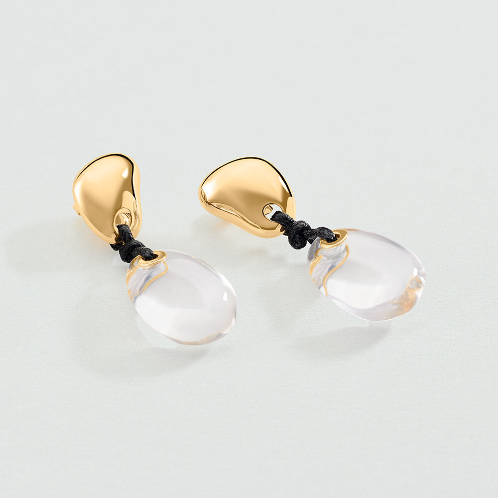 Boucles d'oreilles pendantes ODYSSEE - Transparent / dor&eacute;  - Boucles d'oreilles pendantes  | Agatha