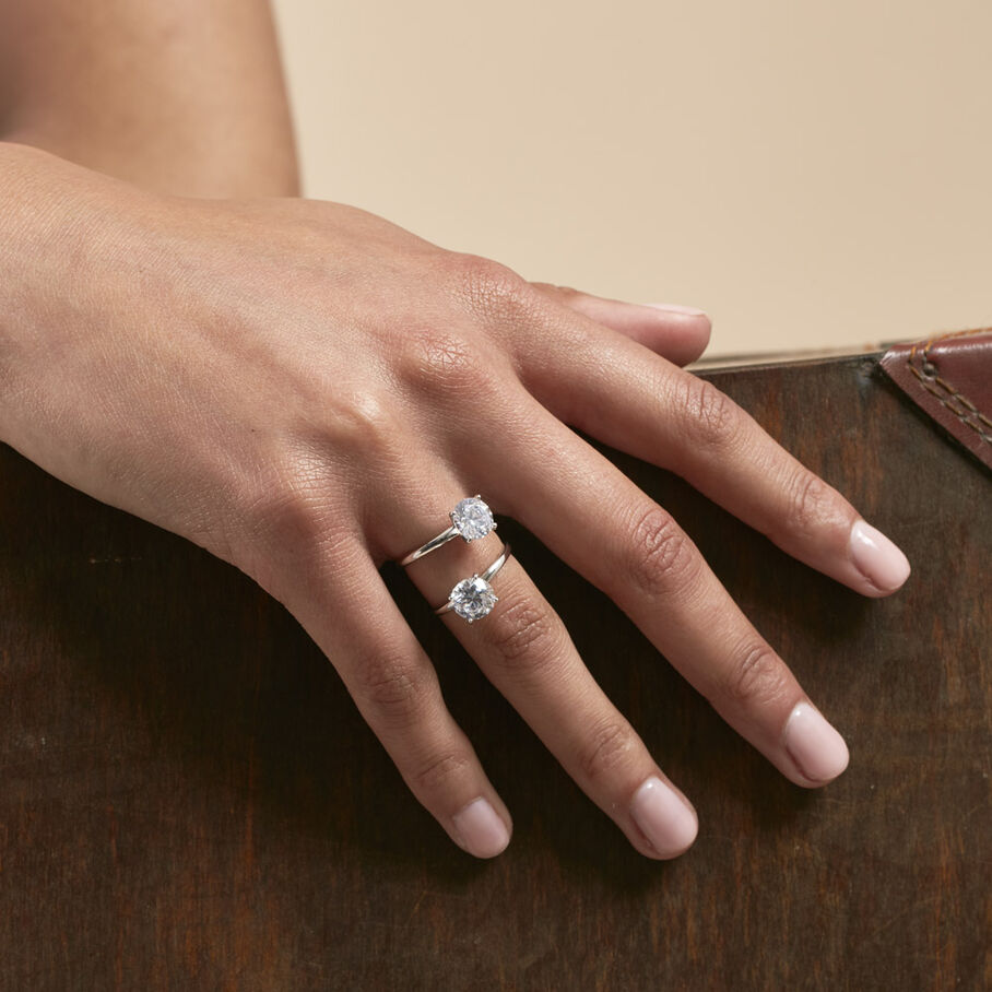 Bague fine DIAMS - Cristal / Argenté - Bagues  | Agatha