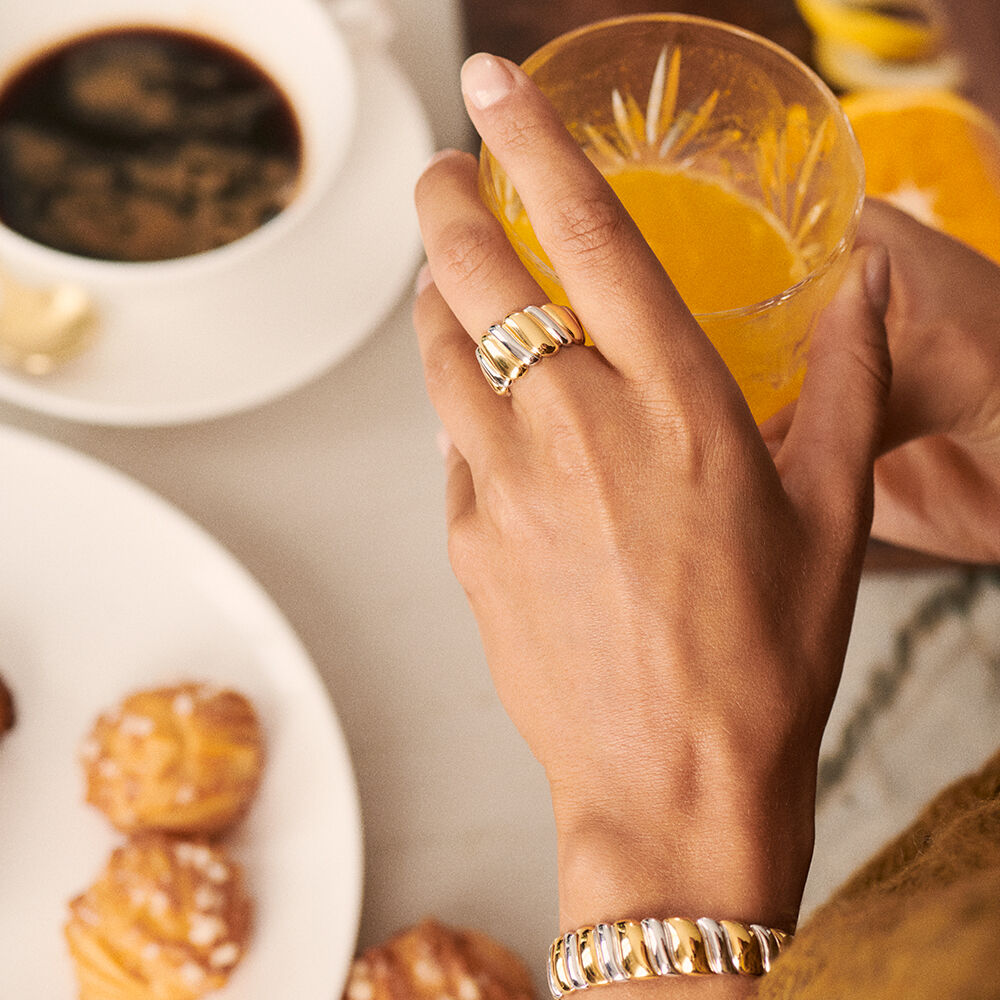 Bague large TWISTED - Argenté / Doré - Bagues  | Agatha