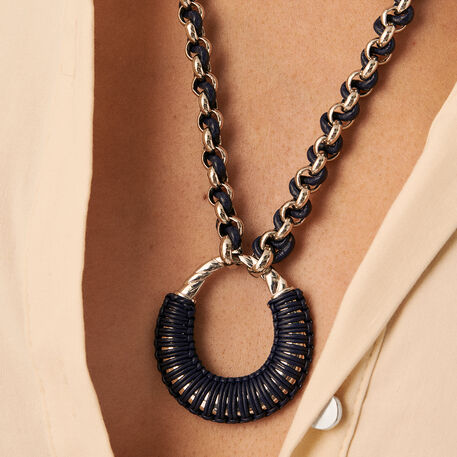 Sautoir TWIGGY - Argenté / bleu foncé  - Colliers  | Agatha