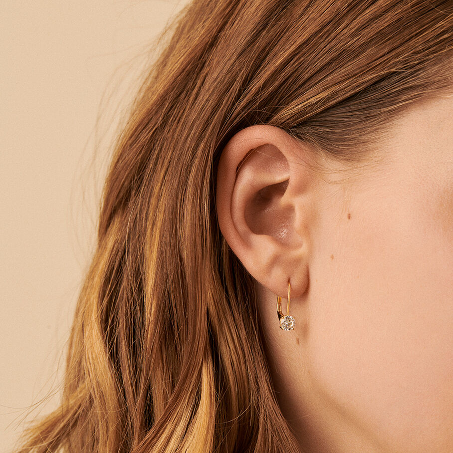 Boucles d'oreilles pendantes SOL - Cristal / Doré
