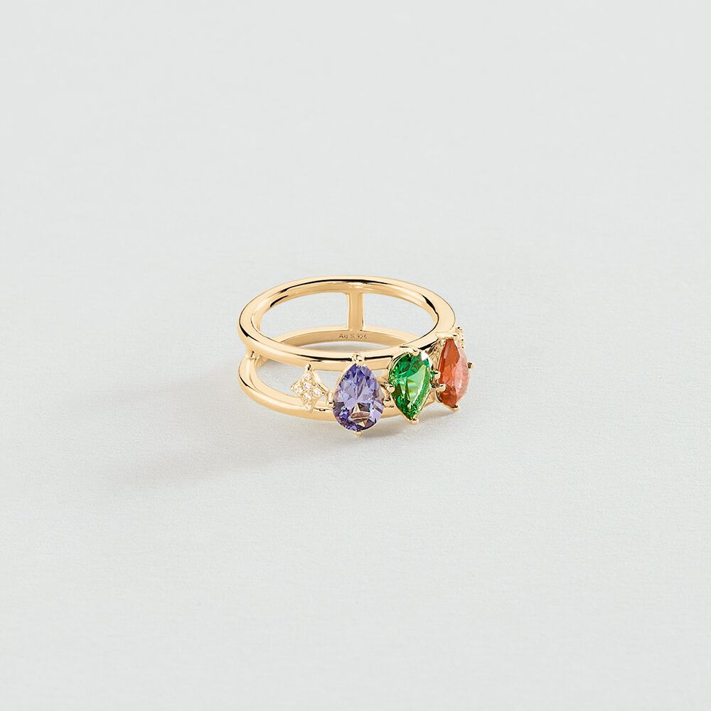 Bague large ASTRE - Multicolore / Doré - Bagues larges  | Agatha