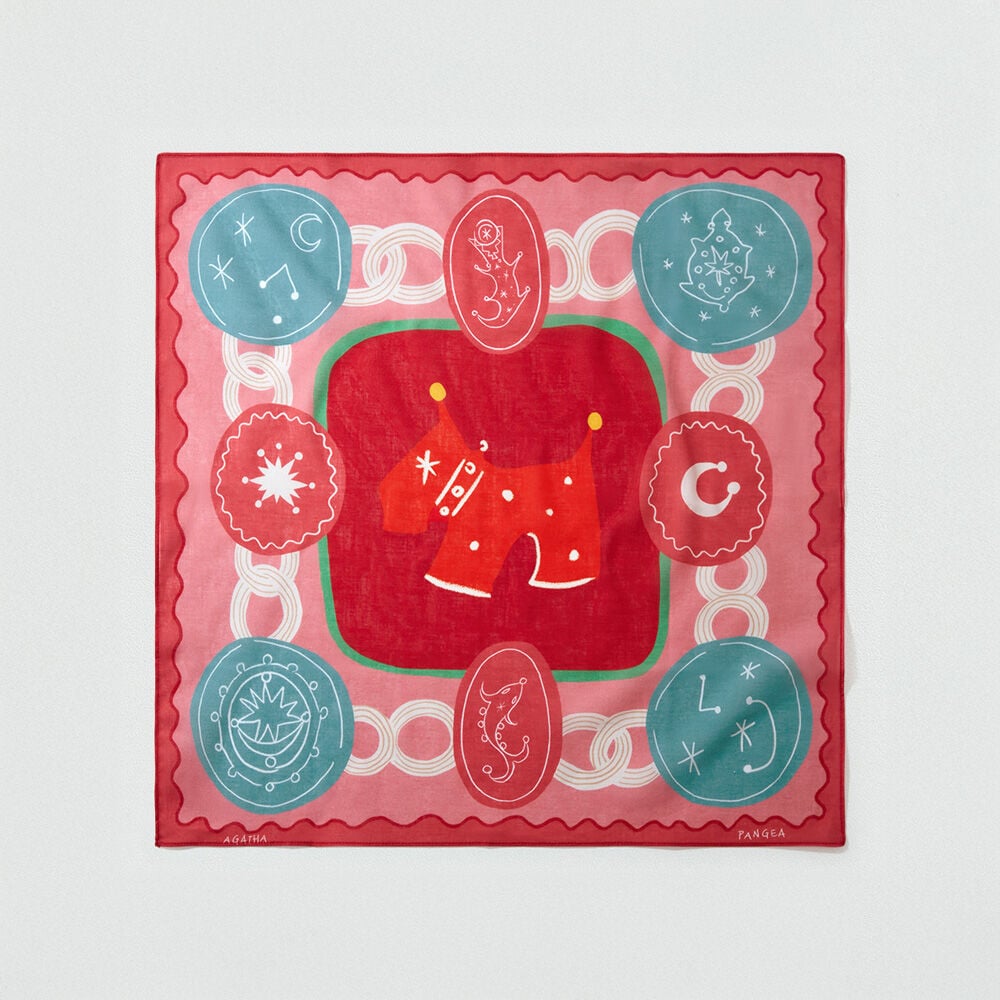 Foulard BANDANA COTON PANGEA - Rose / Bleu  - Lookbooks nouveaut&eacute;s  | Agatha