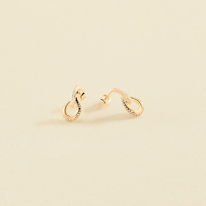 Boucles d'oreilles pendantes GEMINI - Cristal / Doré - Boucles d'oreilles  | Agatha