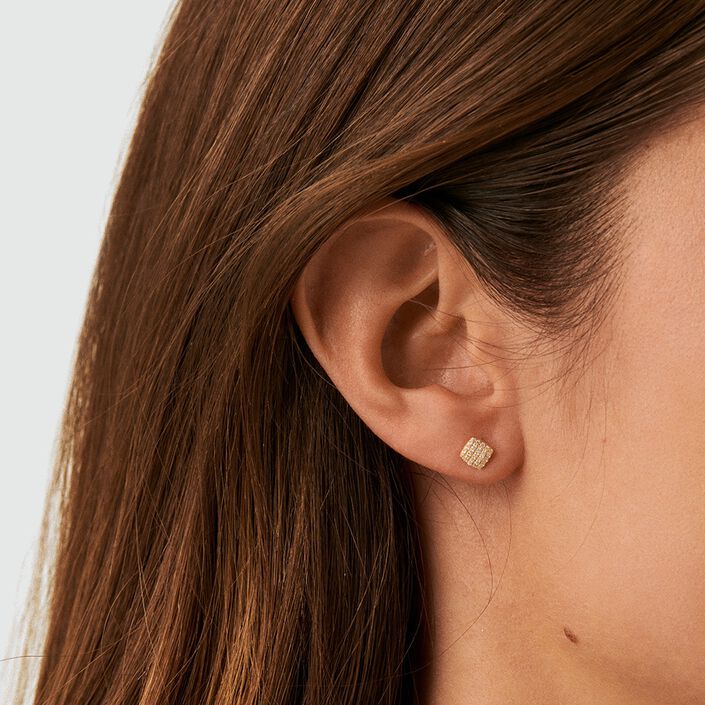 Boucles d'oreilles puces GLORIA - Cristal / Doré - Boucles d'oreilles puces  | Agatha