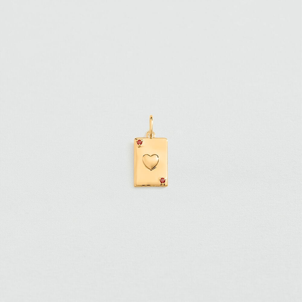 Pendentif CARTE - Rouge / Dor&eacute;