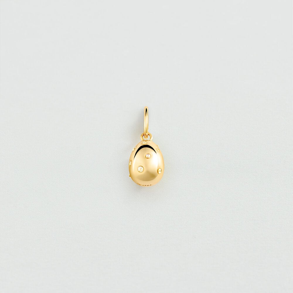 Pendentif OEUF PAVE - Cristal / Dor&eacute;