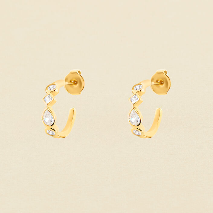 Créoles SIMETRIA - Cristal / Doré - Boucles d'oreilles  | Agatha