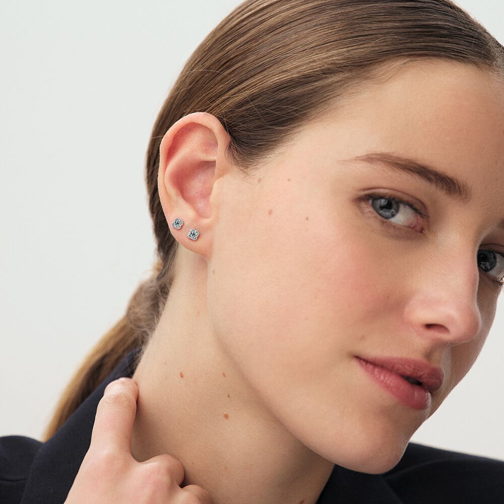 Boucles d'oreilles puces BELOVED - Turquoise / Argent&eacute; - Boucles d'oreilles puces  | Agatha