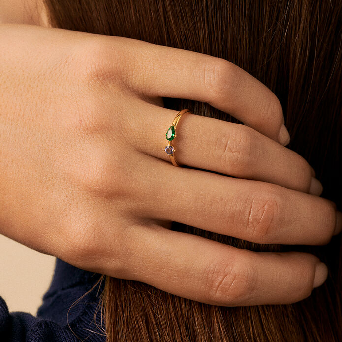 Bague fine ASTRE - Vert / Doré - Bagues  | Agatha