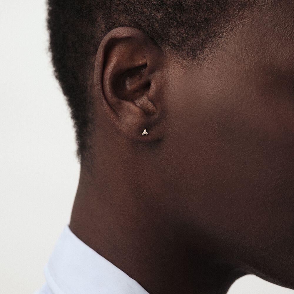 Piercing puce MINPUNTA - Cristal / Dor&eacute; - Argent v&eacute;ritable  | Agatha