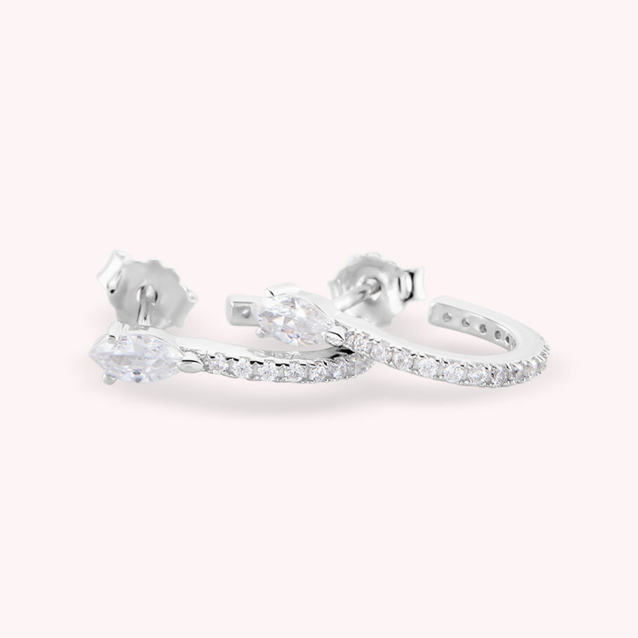 Créoles SNAKY - Cristal / Argenté - Boucles d'oreilles  | Agatha