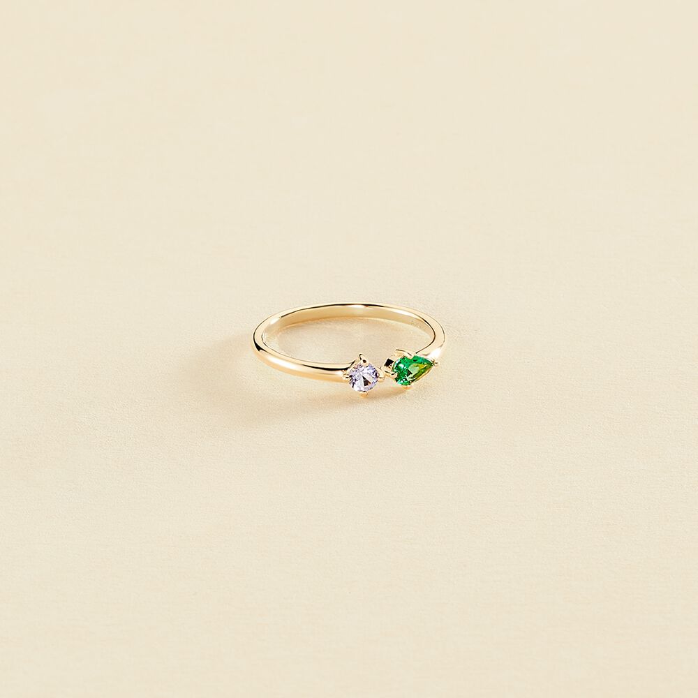 Bague fine ASTRE - Vert / Doré - Bagues  | Agatha
