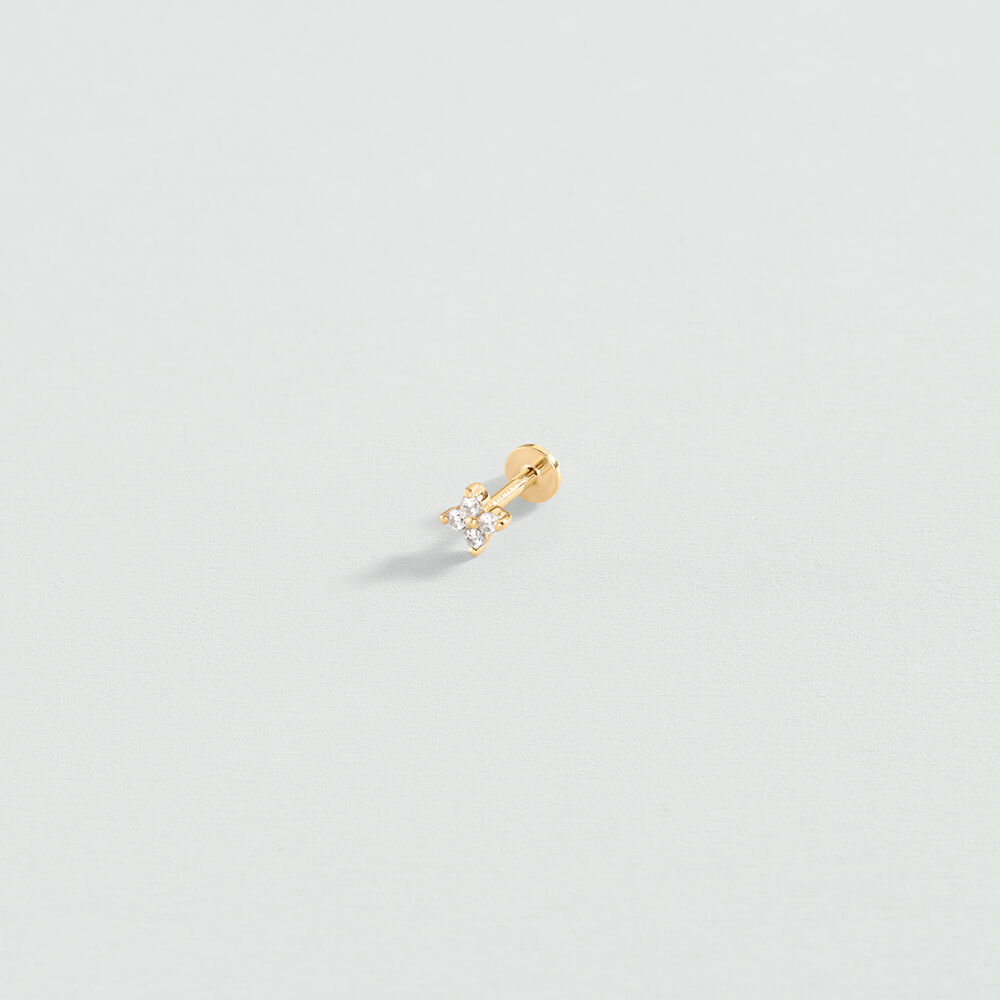 Piercing puce FLEUR MIX & MATCH - Cristal / Dor&eacute; - Piercing H&eacute;lix & Tragus  | Agatha