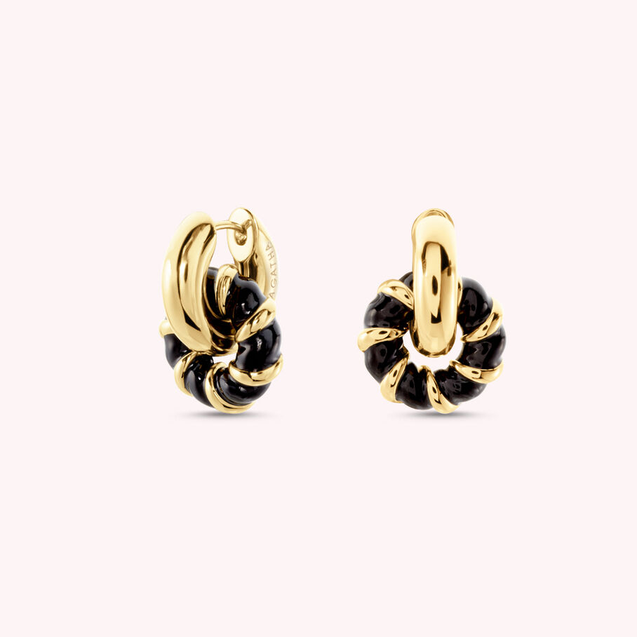 Créoles SESHA - Noir / Doré - Boucles d'oreilles  | Agatha